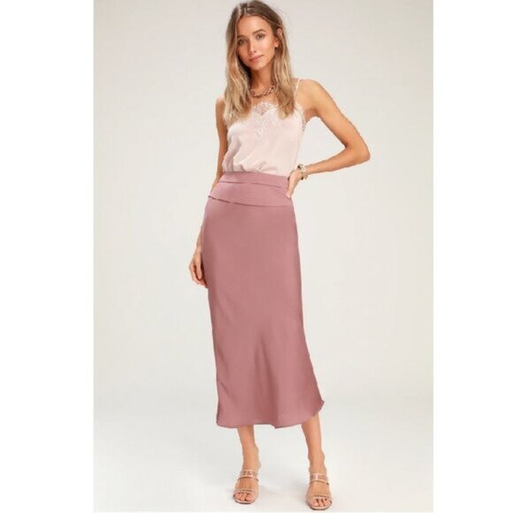 Free People Normani Bias Satin Midi Skirt - Picture 1 of 16